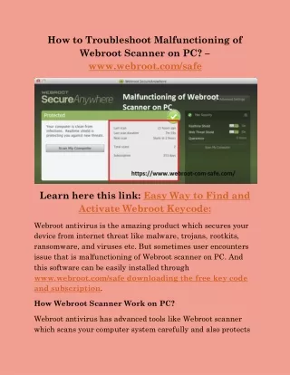 how to troubleshoot malfunctioning of webroot