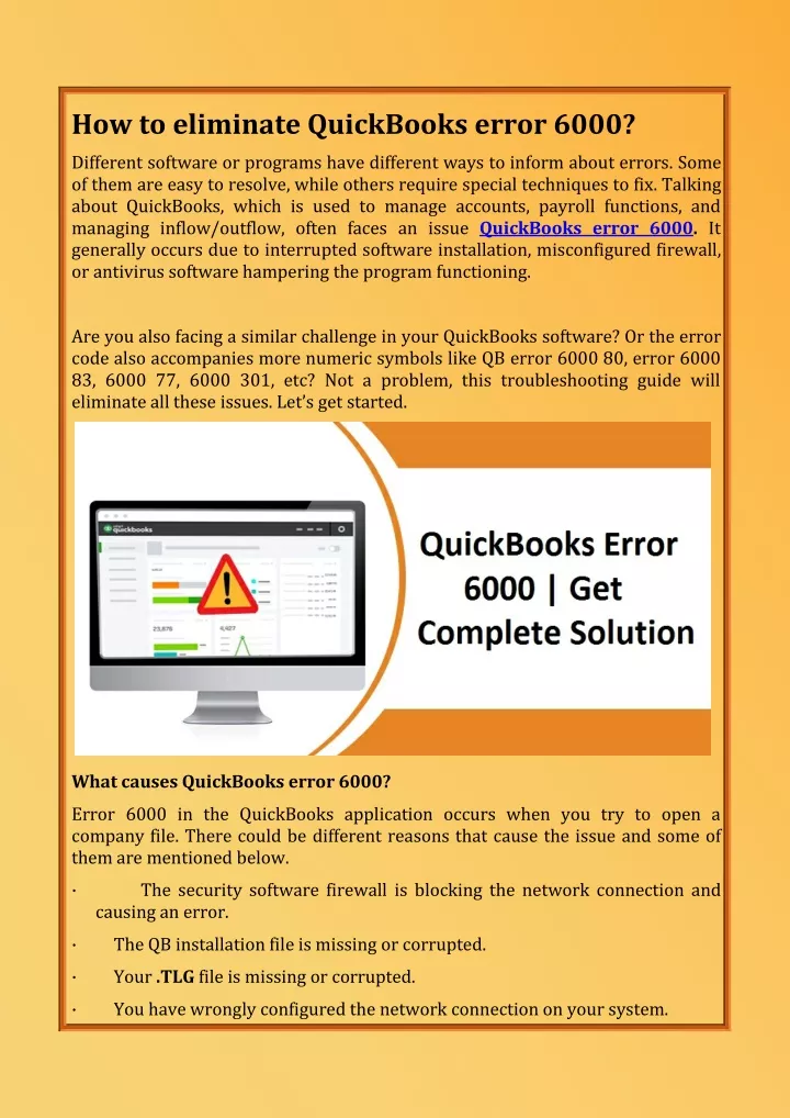how to eliminate quickbooks error 6000