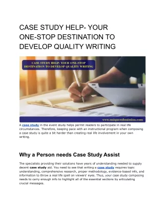 CASE STUDY HELP- YOUR ONE-STOP DESTINATION TO DEVELOP QUALITY WRITING
