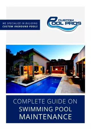 Complete Guide on Swimming Pool Maintenance