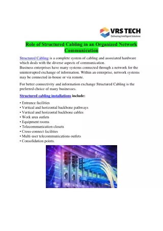 role of structured cabling in an organized