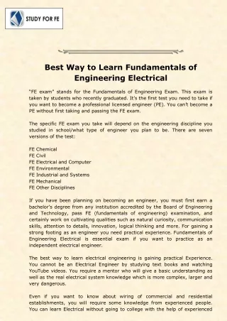 best way to learn fundamentals of engineering