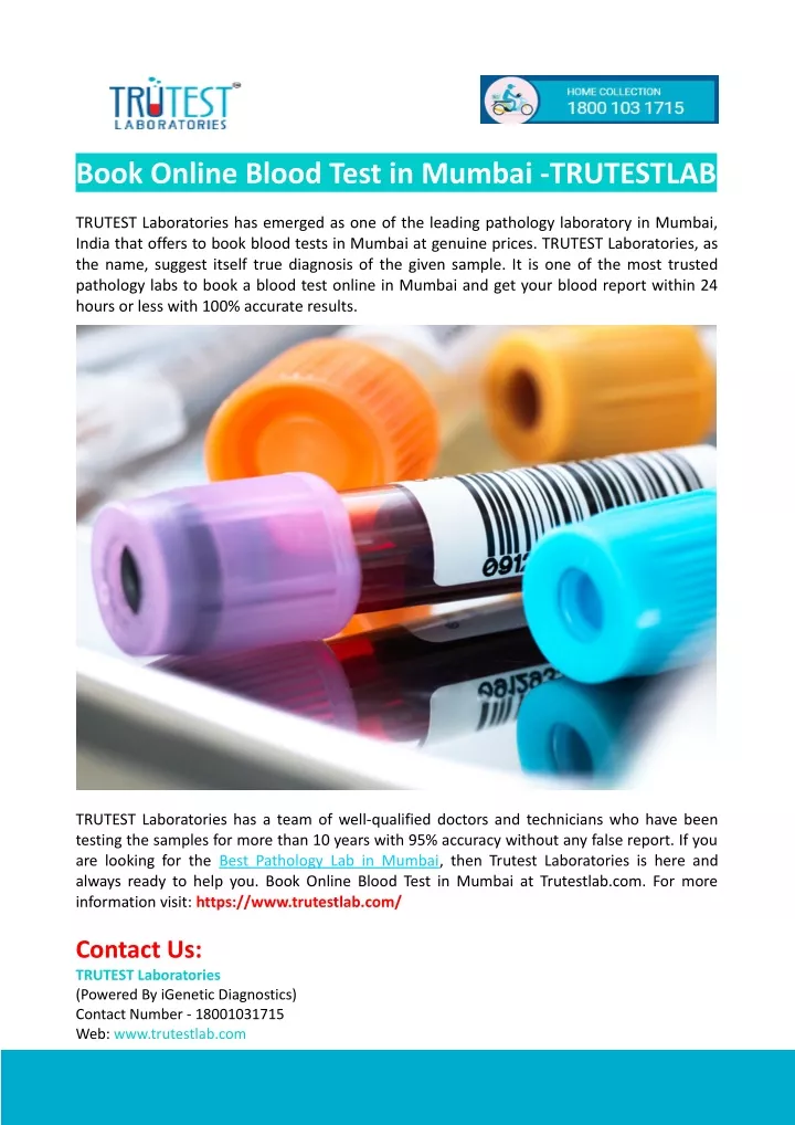 book online blood test in mumbai trutestlab