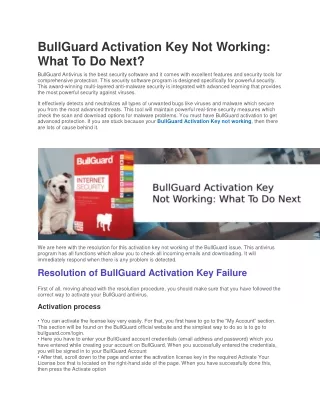 bullguard activation key not working what