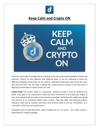 Keep Calm and Crypto ON