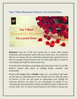 Top 7 Most Romantic Flowers For Loved Ones