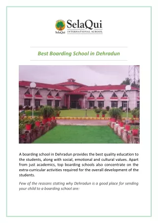 Boarding School in Dehradun -SelaQui International School