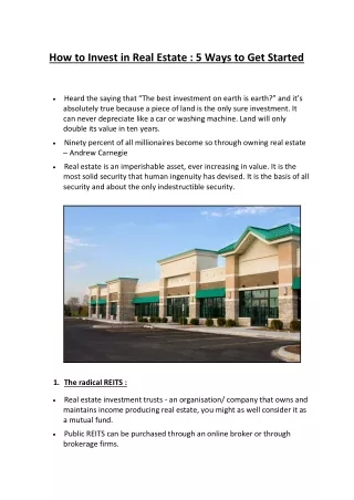 how to invest in real estate 5 ways to get started