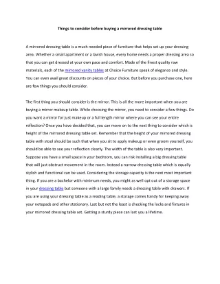 things to consider before buying a mirrored