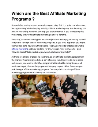 Which are the Best Affiliate Marketing Programs