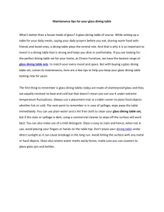 maintenance tips for your glass dining table