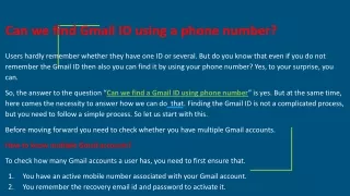 Can We Find Gmail ID Using Phone Number?
