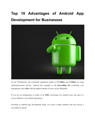 top 10 advantages of android app