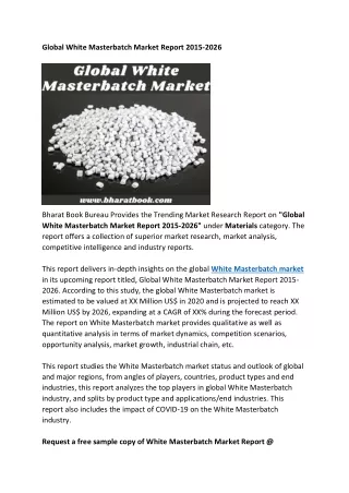 global white masterbatch market report 2015 2026