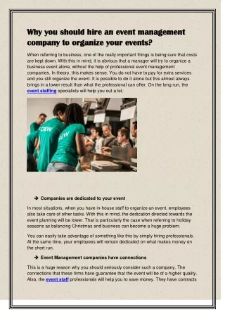 why you should hire an event management