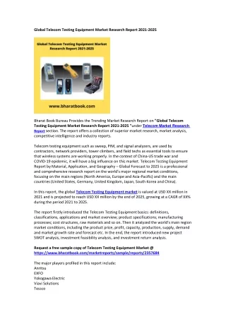 global telecom testing equipment market research