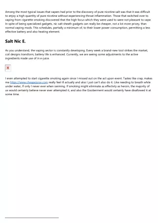 Pure Nicotine Salt Ejuice.