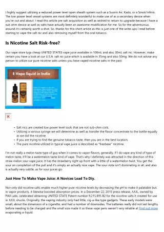 Exactly How Do Nicotine Salt E.