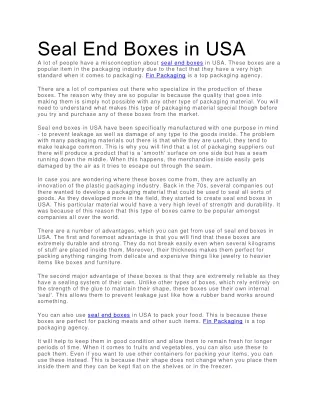Seal End Boxes in USA