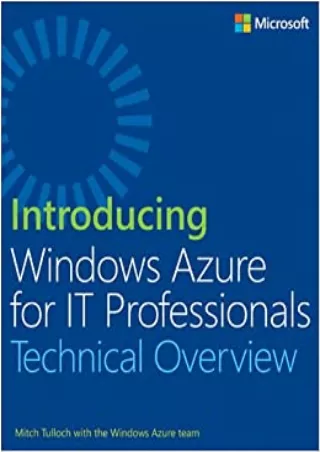 BEST BOOK Introducing Windows Azure for IT Professionals Introducing Microsoft