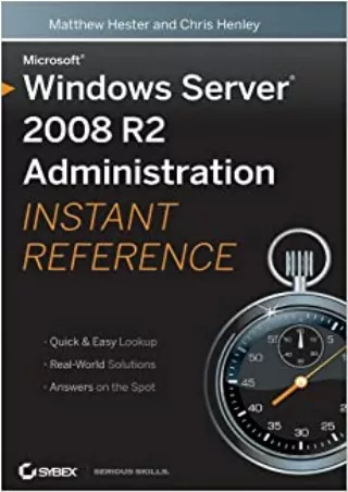 BEST BOOK Microsoft Windows Server 2008 R2 Administration Instant Reference