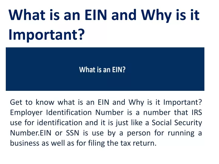 what is an ein and why is it important