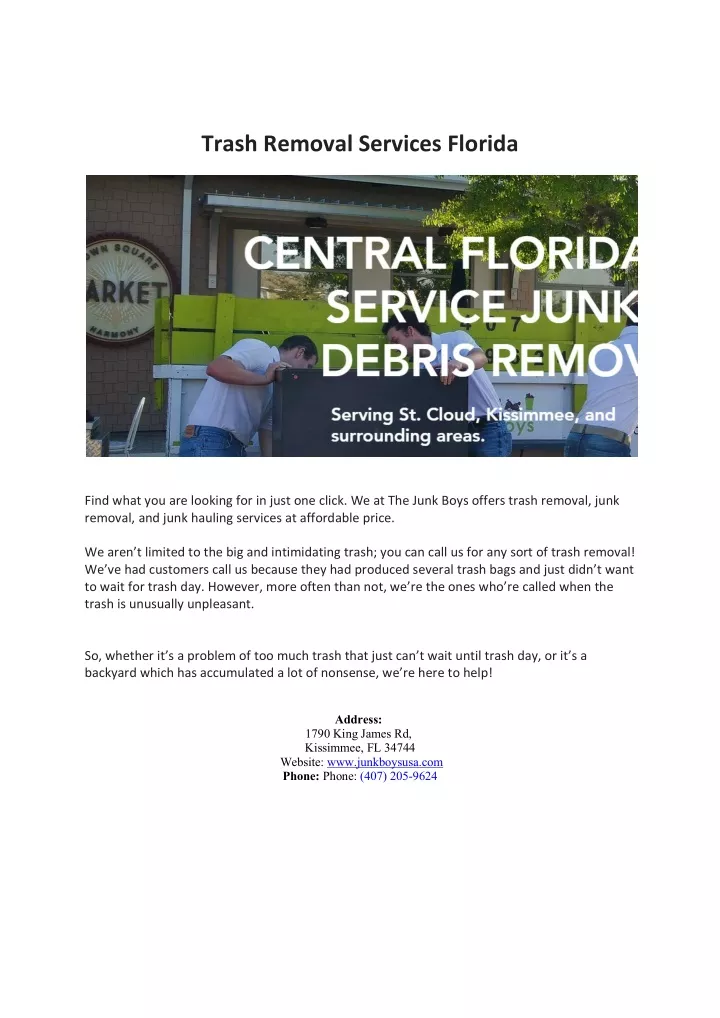 trash removal services florida