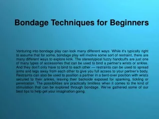bondage techniques for beginners