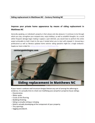 siding replacement in Matthews NC - Century Painting NC