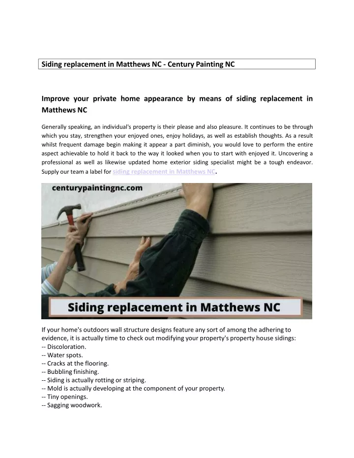 siding replacement in matthews nc century