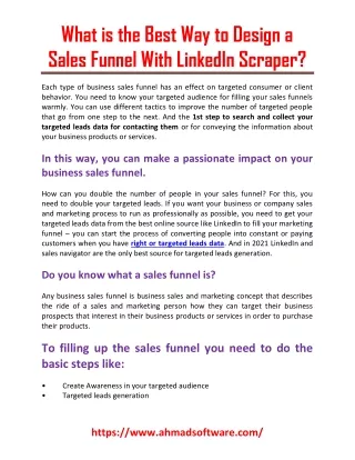 What is the best way to design a sales funnel - LinkedIn Scraper [2021]
