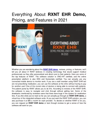 everything about rxnt ehr demo pricing