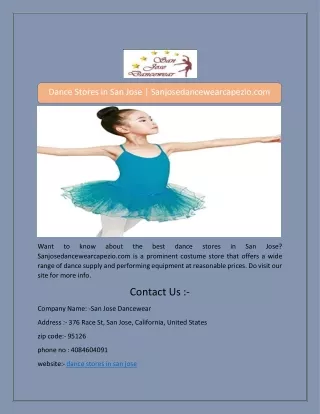 Dance Stores in San Jose | Sanjosedancewearcapezio.com