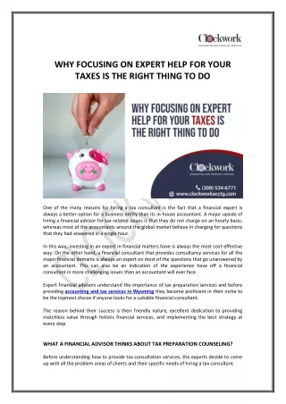 WHY FOCUSING ON EXPERT HELP FOR YOUR TAXES IS THE RIGHT THING TO DO