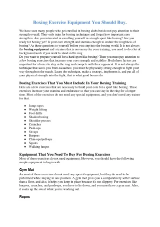 Boxing Exercise Equipment You Should Buy