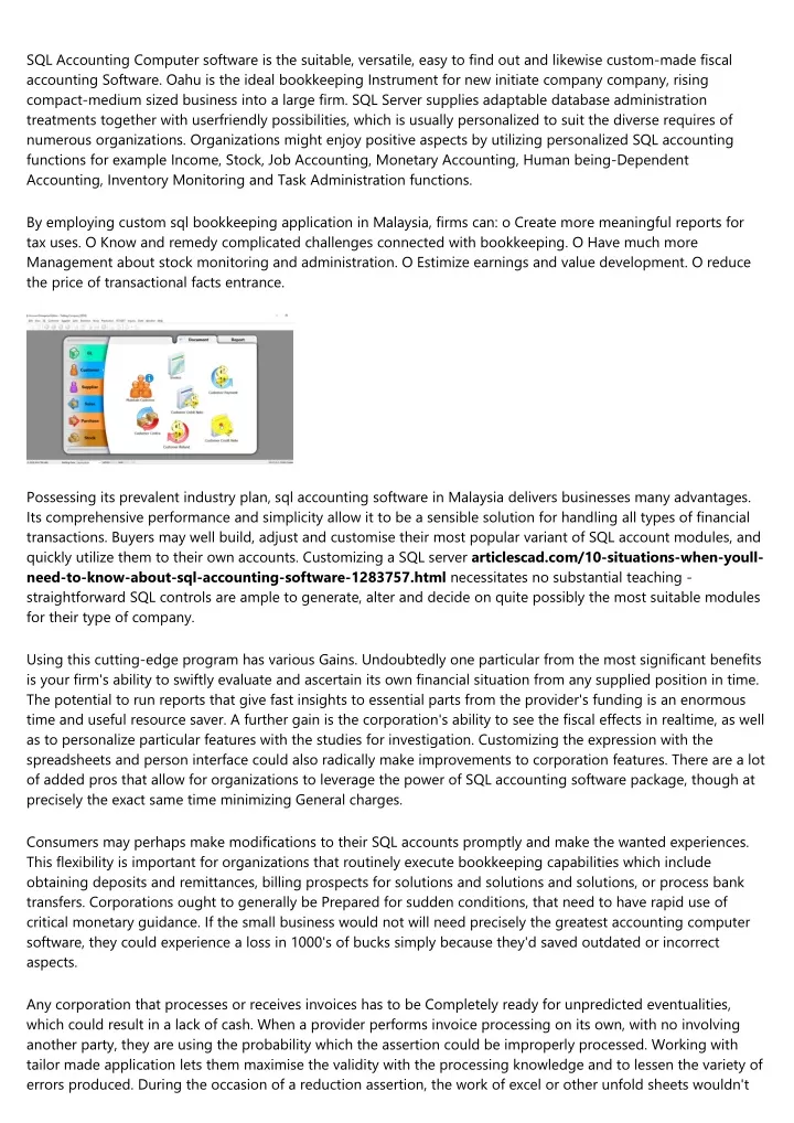 sql accounting computer software is the suitable