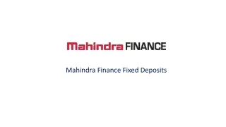 Mahindra Finance Fixed Deposits