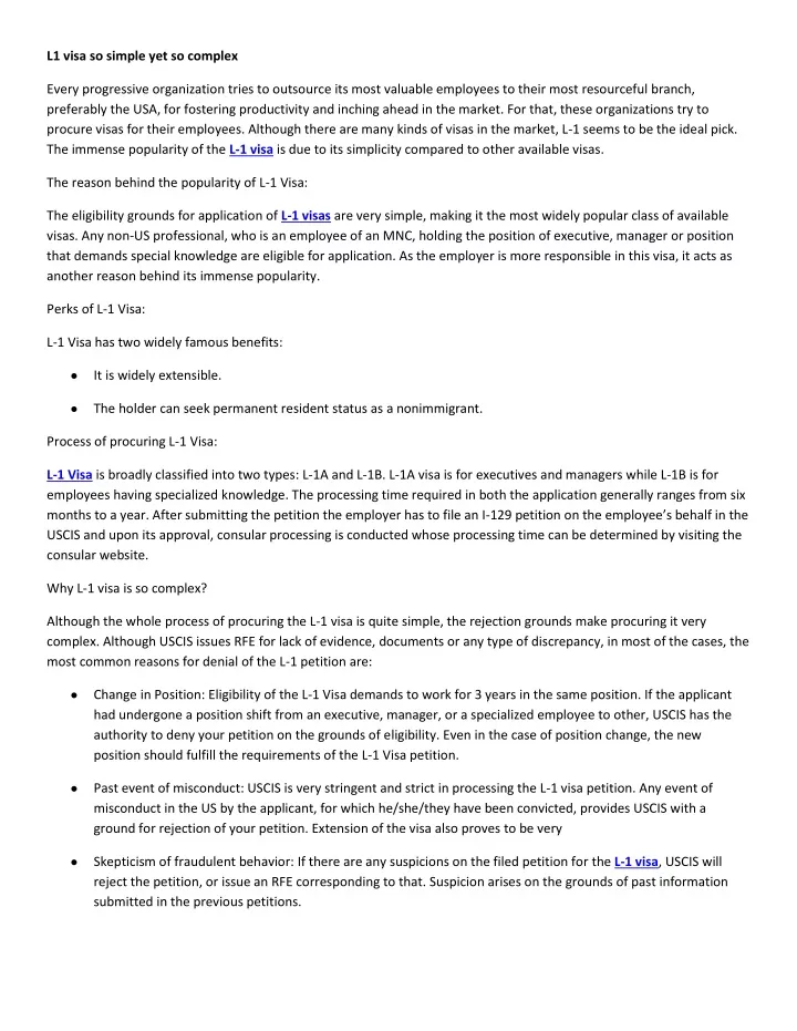 l1 visa so simple yet so complex