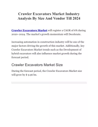 crawler excavators market industry analysis