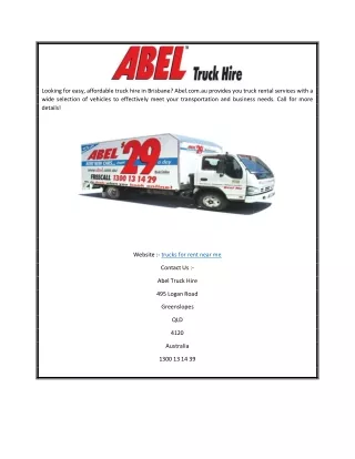 Trucks for Rent Near Me  Abel.com.au