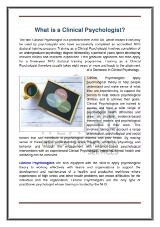 What is a Clinical Psychologist