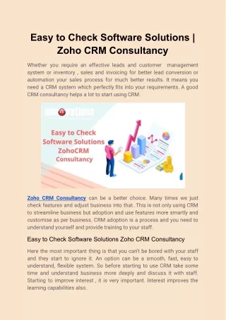 easy to check software solutions zoho