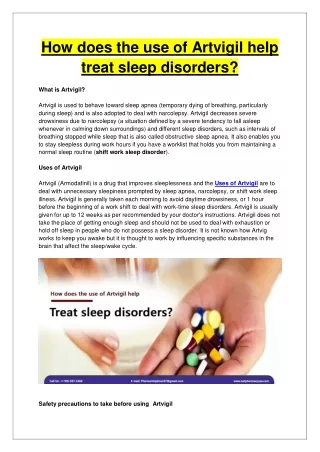 How does the use of Artvigil help treat sleep disorders?