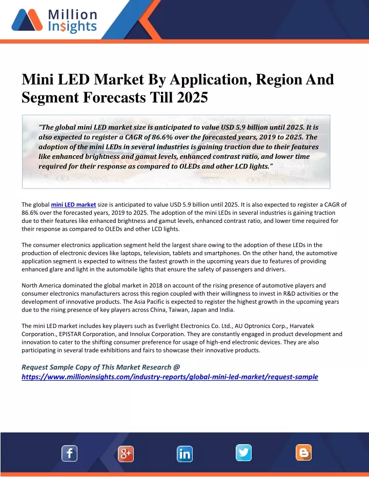 mini led market by application region and segment