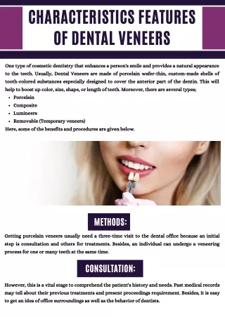 Characteristics Features Of Dental Veneers