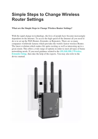 Simple Steps to Change Wireless Router Settings