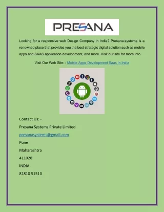 Mobile Apps Development Saas in India | Presana.systems