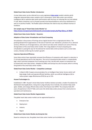 global smart data center market introduction