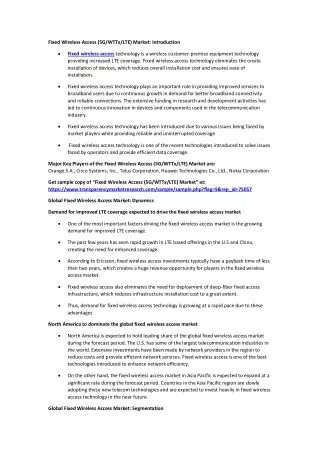 fixed wireless access 5g wttx lte market