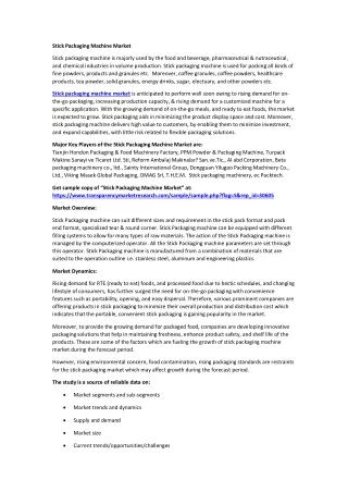 stick packaging machine market